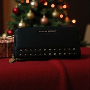 Badgley Mischka Dark Blue Wallet with Gold Studs